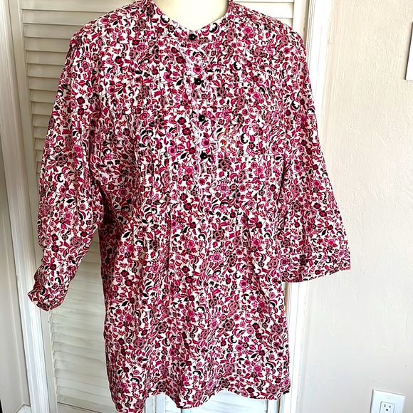 Charter Club Tops - CHARTER CLUB Peasant Blouse with Pink/White/Black Floral Print, Size 16W